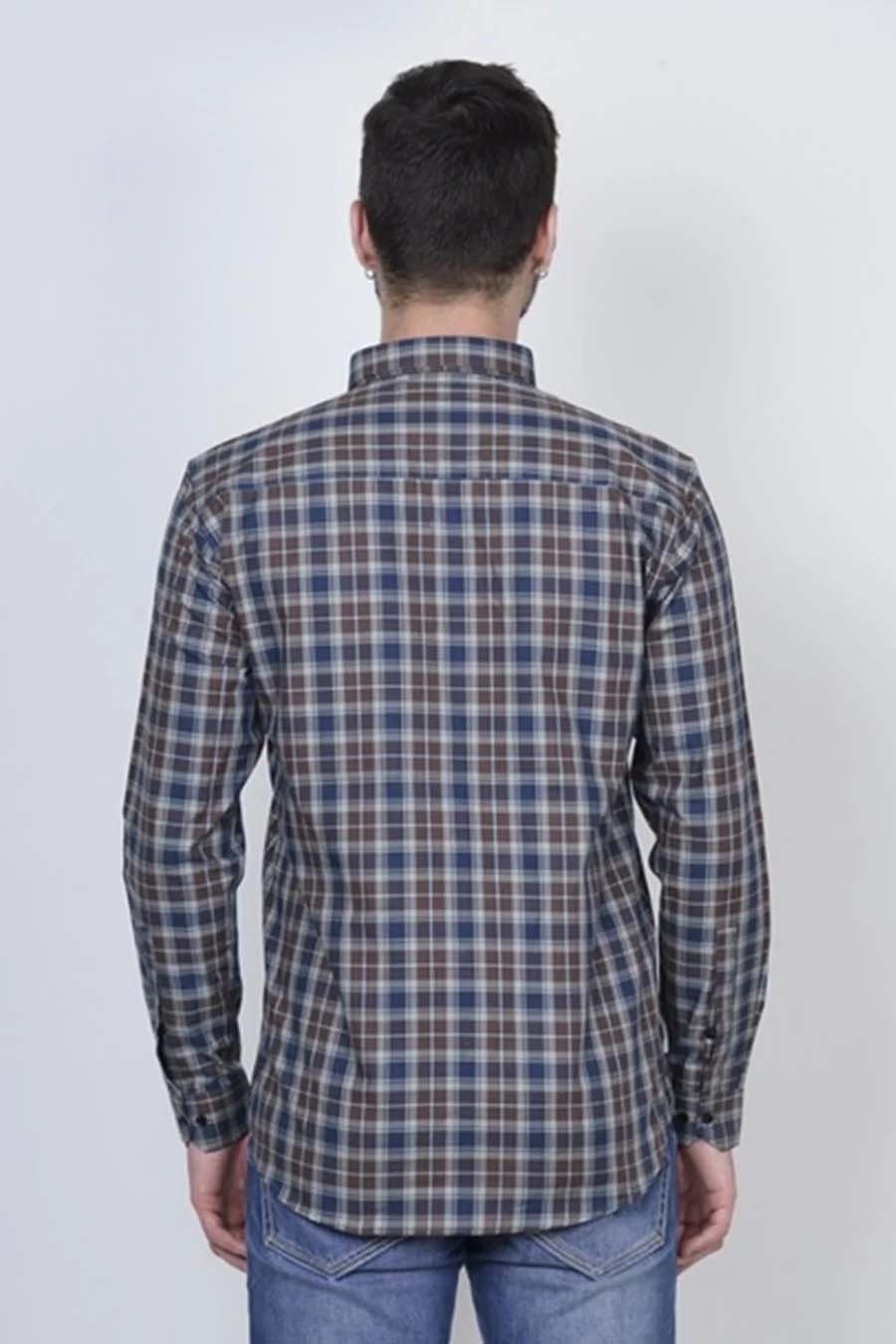 Blue Square Check Shirt For Men