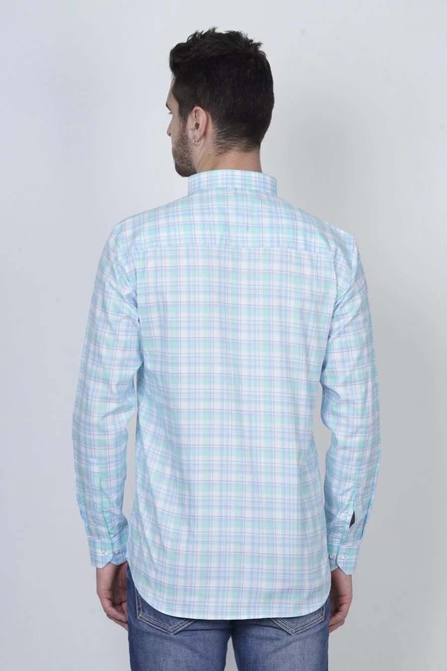 Sky Blue Check Shirt For Men