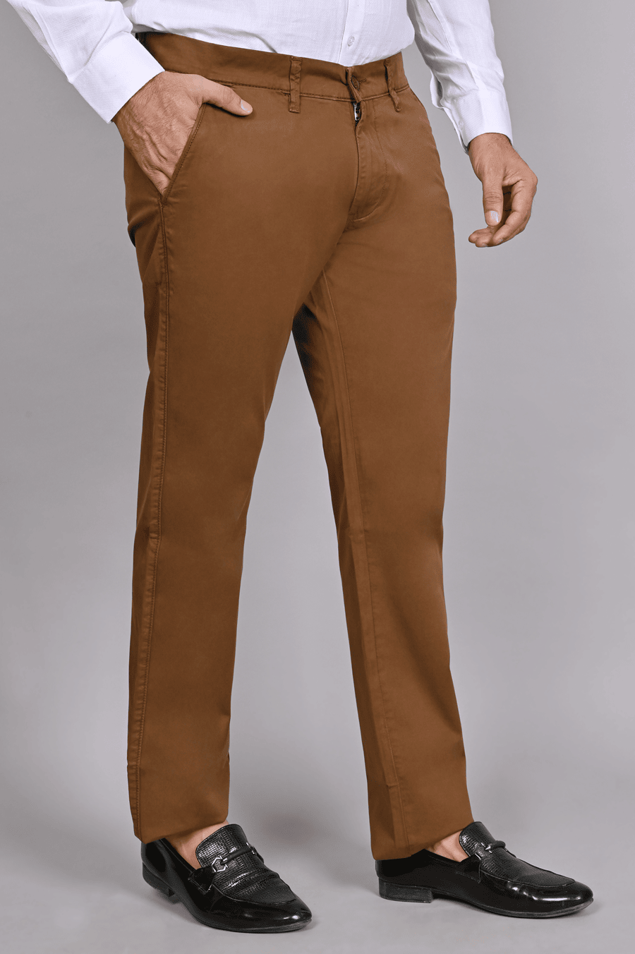 Brown Regular  Fit Trouser For Mens