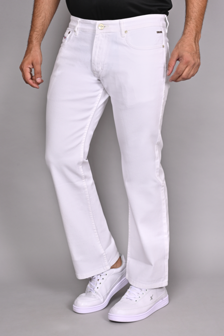 White Boot Cut Jeans For Mens