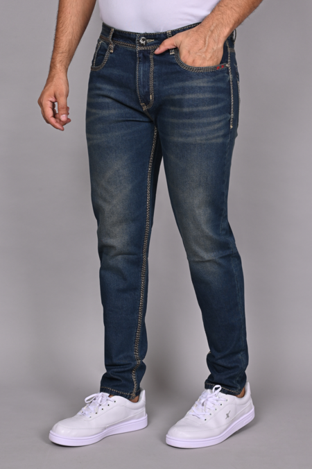 Dark Blue Slim Fit Jeans For Mens