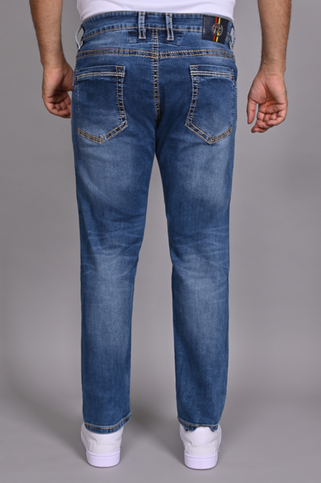 Blue Damage Regular Fit Jeans For Mens