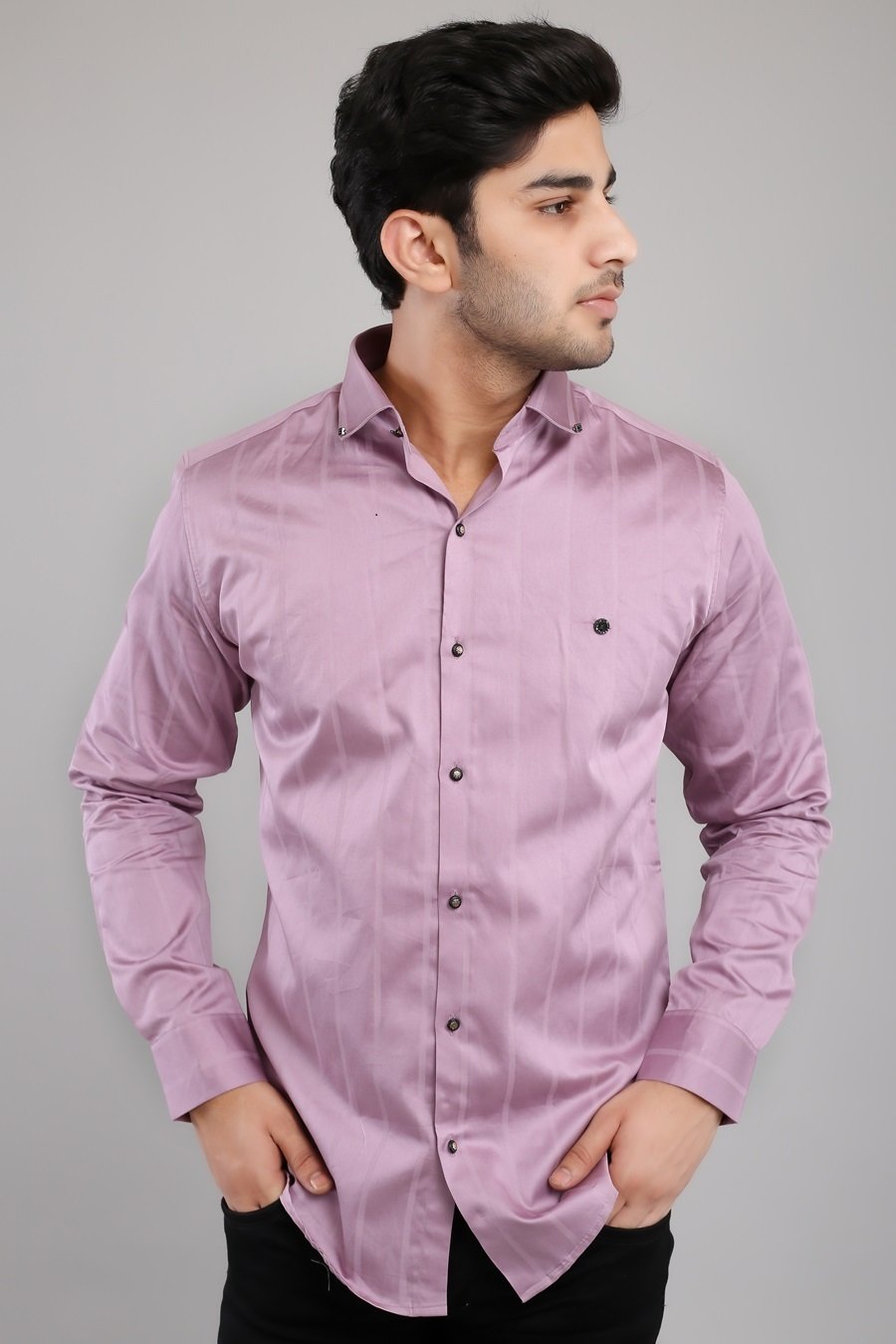 Purple Spread Collar Casual Shirts