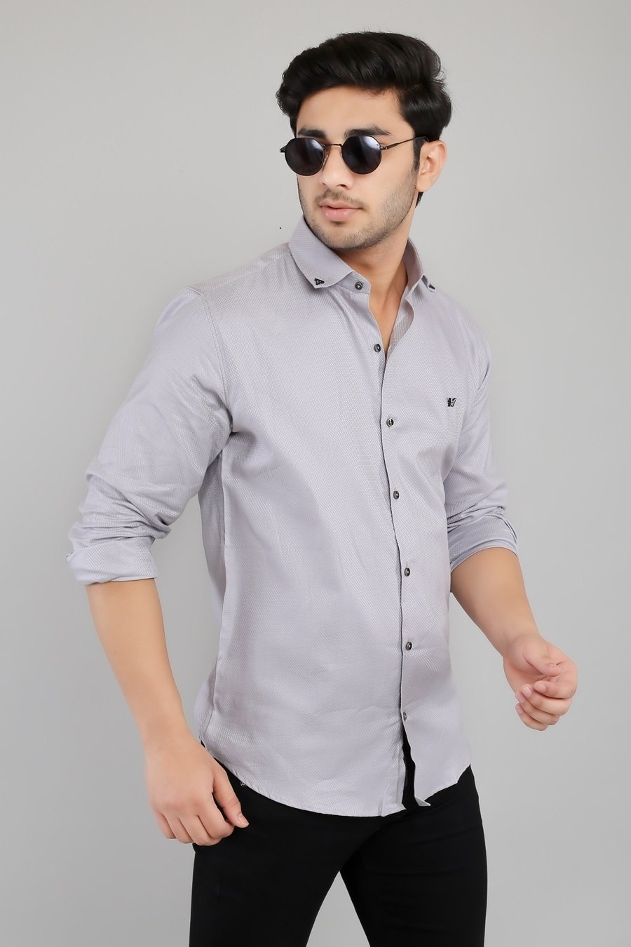 Grey Regular Fit Shirt For Mens