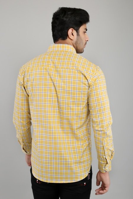 Yellow Check Shirt For Mens
