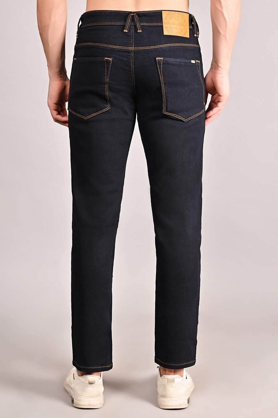 Black Raw Ankle Fit Jeans For Mens