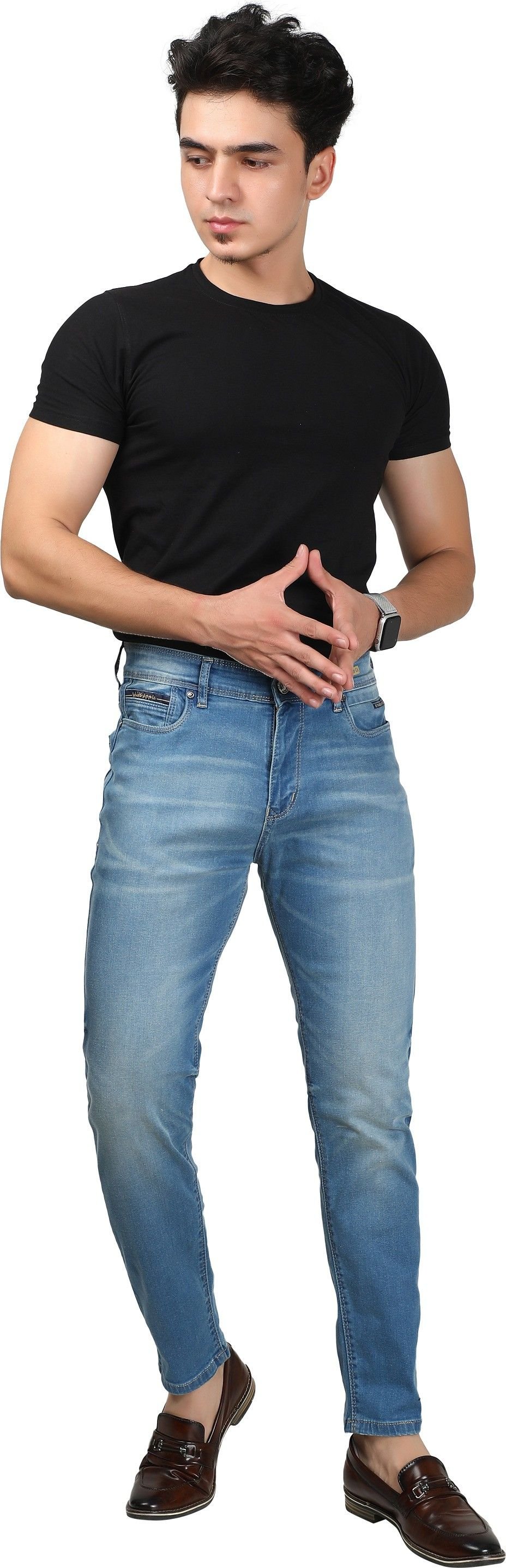 MID RISE STRAIGHT FIT BLUE MEN JEANS