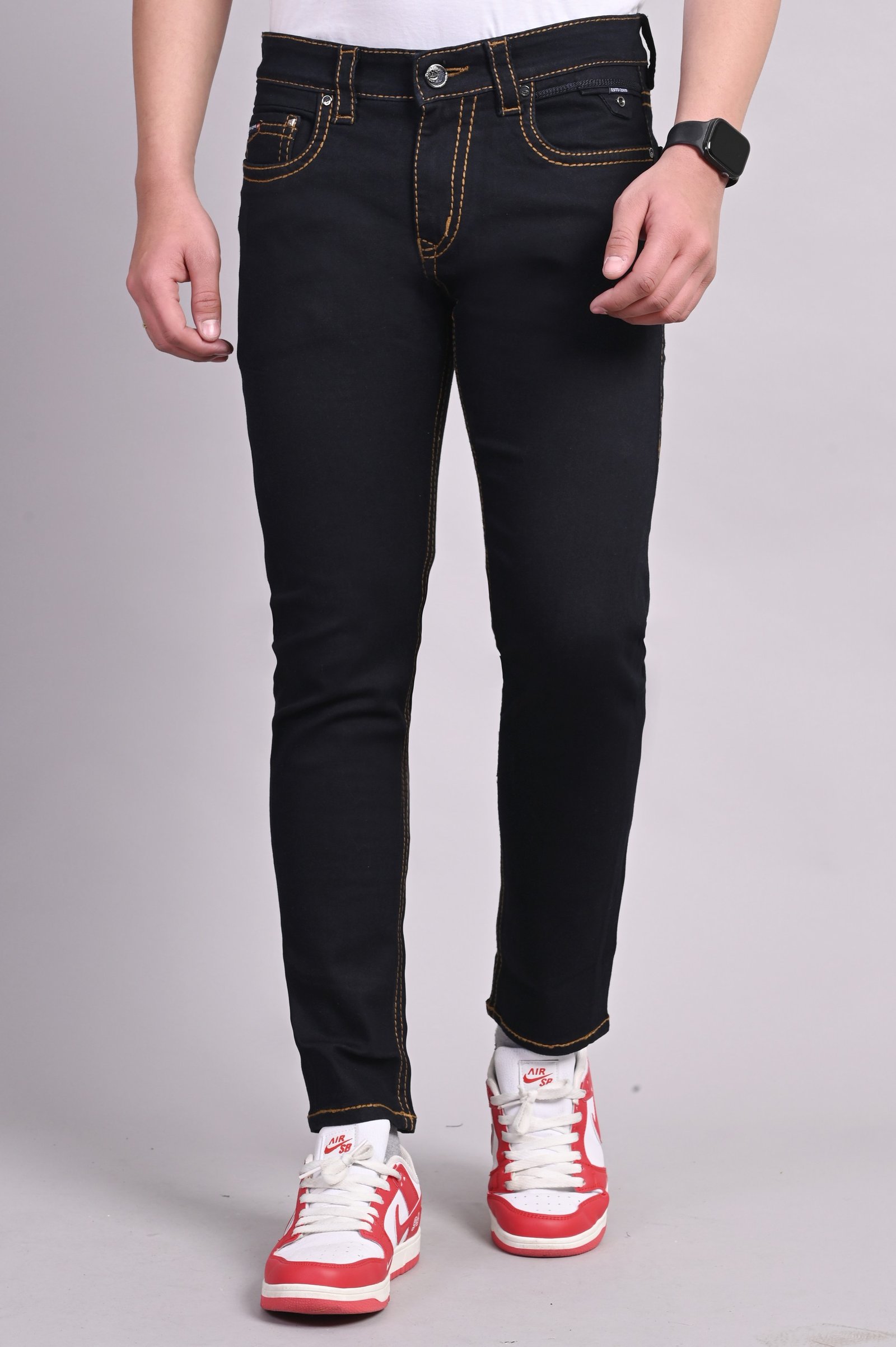 White Apple Raw Skinny Men Jeans