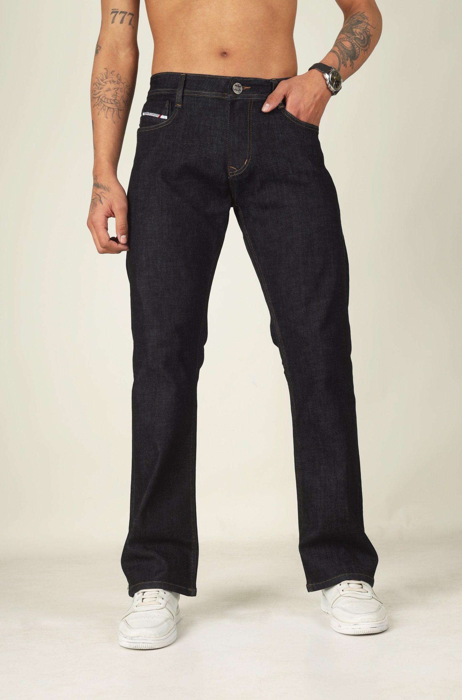 White Apple Men Bootcut Dark Blue Jeans