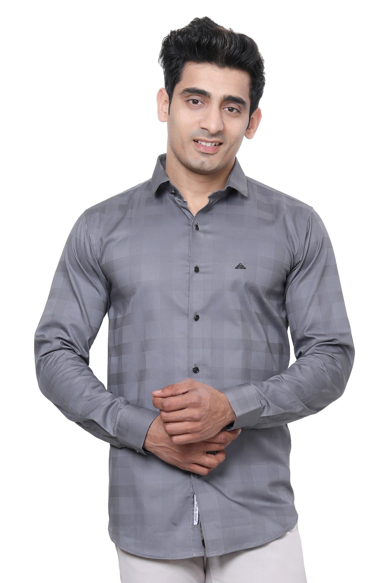 WHITE APPLE PREMIUM MEN SHIRT, GREY CASUAL SHIRTS