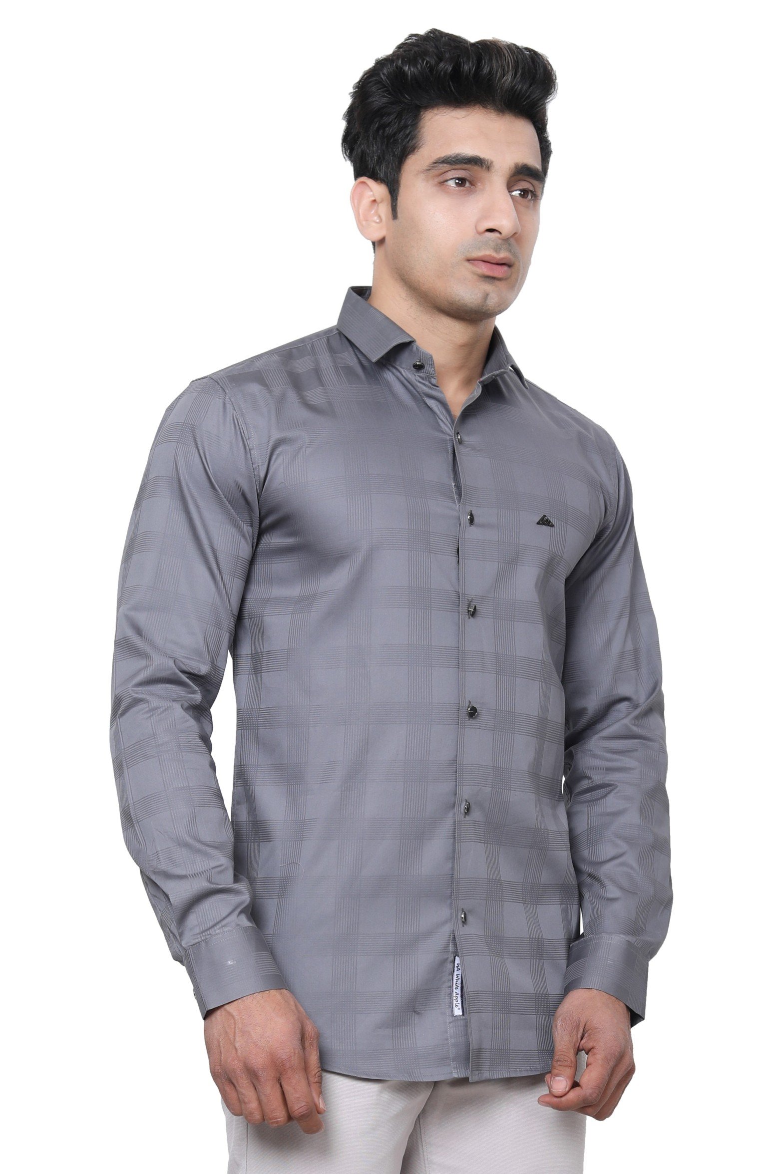 WHITE APPLE PREMIUM MEN SHIRT, GREY CASUAL SHIRTS