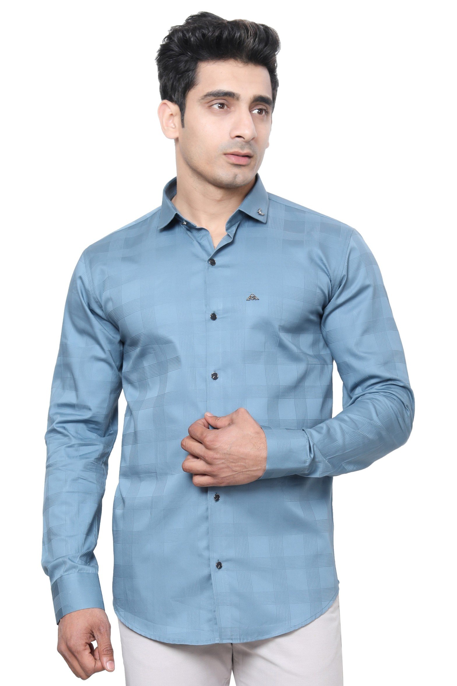 WHITE APPLE PREMIUM MEN SHIRT, BLUE MEN CASUAL SHIRTS