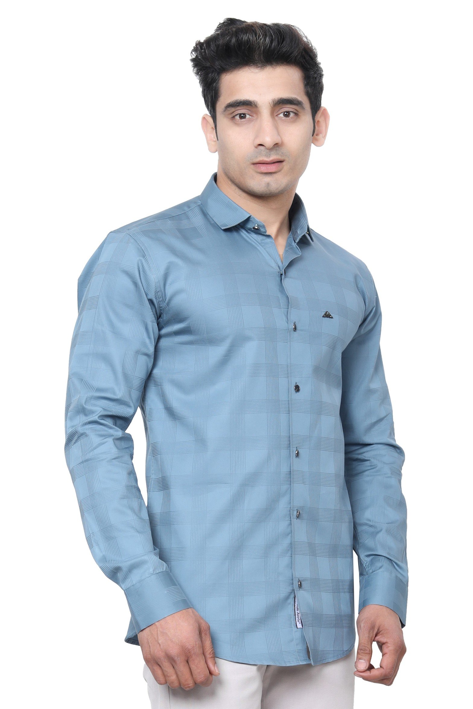 WHITE APPLE PREMIUM MEN SHIRT, BLUE MEN CASUAL SHIRTS