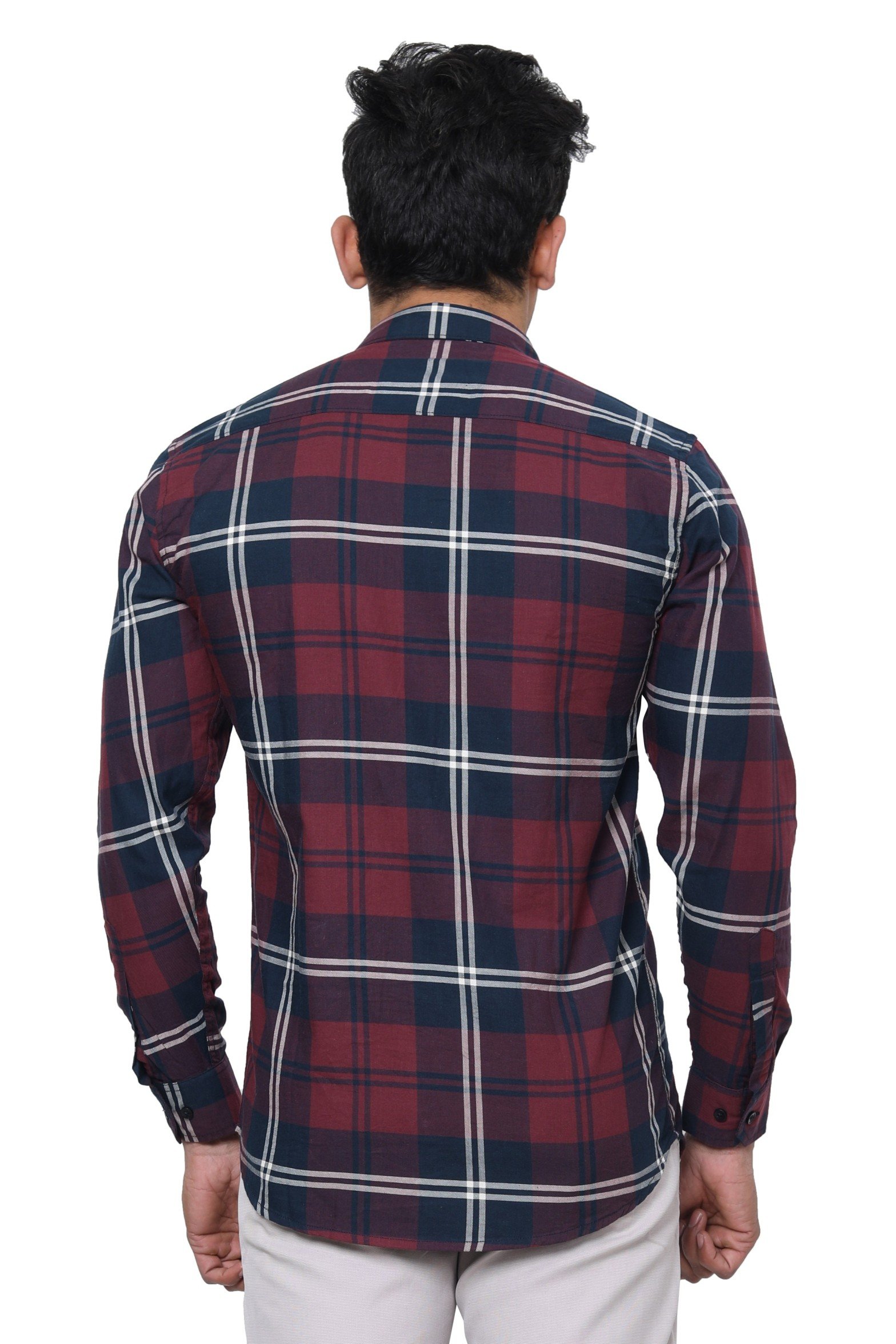 Men Regular Fit Checkered Spread Collar Casual Red Shirt