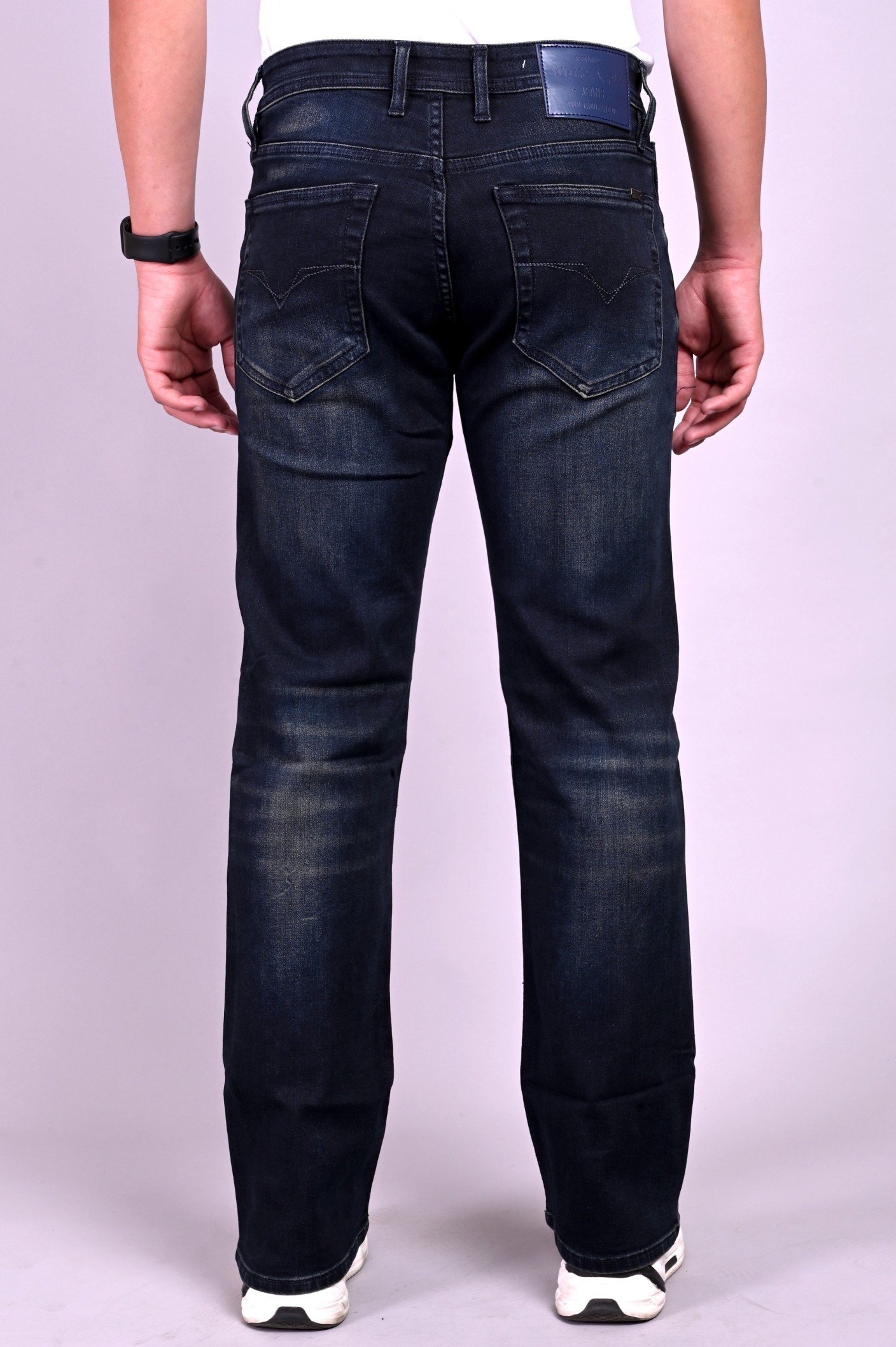 WHITE APPLE JNS Bootcut Dusty Blue Jeans, Wide Leg Flared Jeans for Men