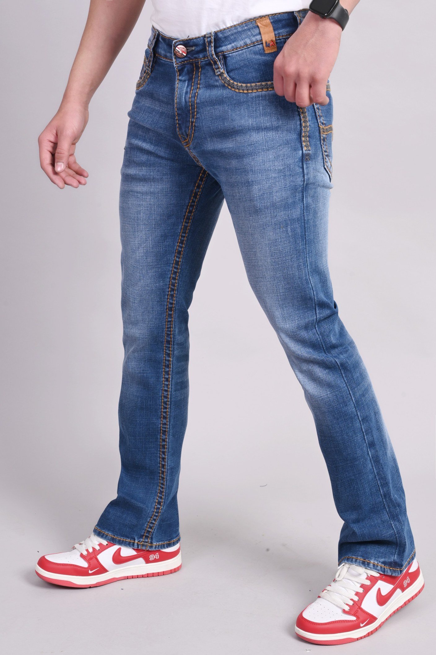 White Apple Latest Blue Bootcut Fit Men Jeans